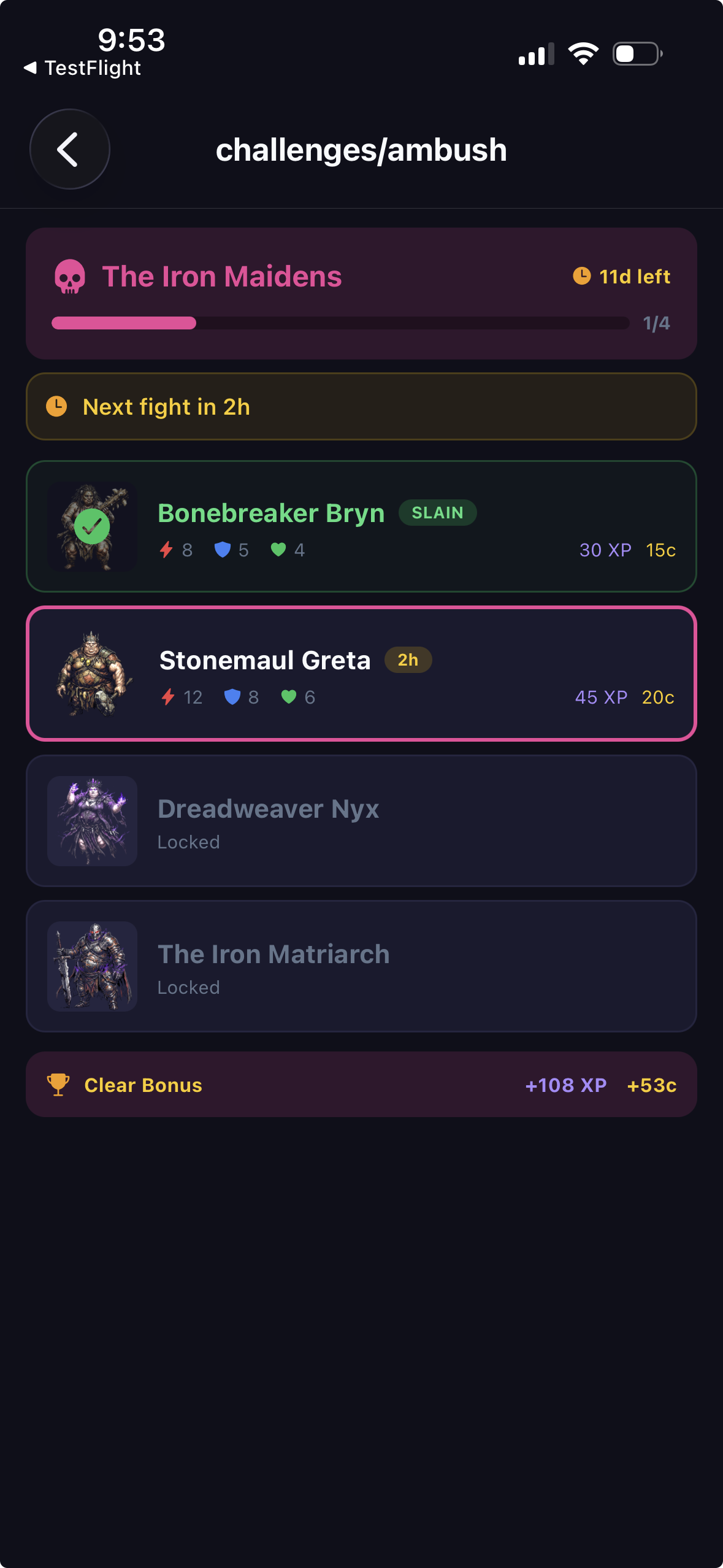 Arena challenge details