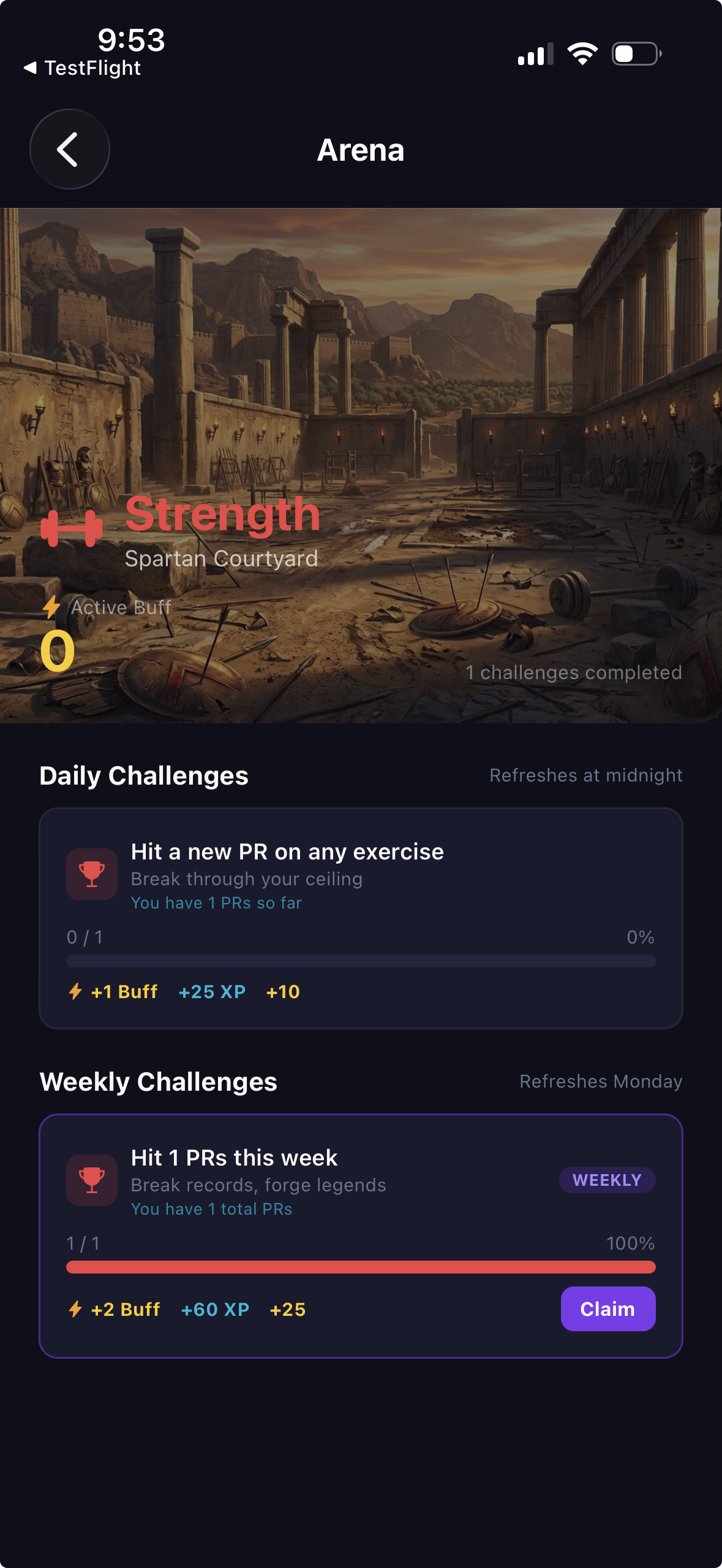 Daily and weekly challenges